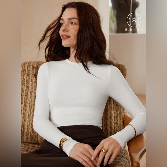OGL Mid Thermal Essential Crew Slimming Brami Top - White MEDIUM - Picture 1 of 5